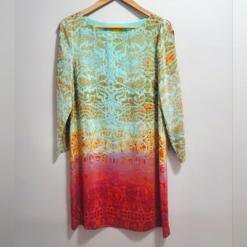 Maeve 100% Silk Ombre Shift Dress Size Small - Picture 2 of 9